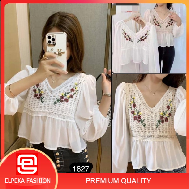 Blouse Korea Import Atasan Korea Import Blouse Korea Brokat Murah Elpeka Fashion