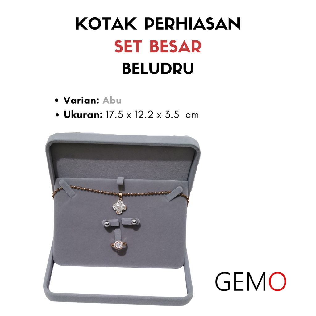 Kotak Set Besar Perhiasan Beludru / Jewelry Box Cincin, Anting, Kalung, Aneka Warna / Unik Lucu untuk Tempat Wadah Seserahan / Akad Pernikahan / Hantaran Tunangan Harga Paling Murah cocok untuk Aksesoris Emas Berlian/ Perak Permata