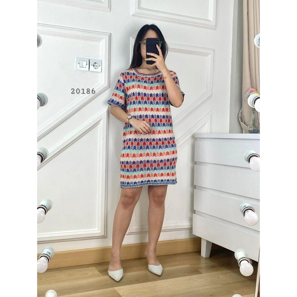 20186 DRESS RAJUT BASIC TULIP GLITER GOLD PREMIUM DRESS TERUSAN RAJUT CASUAL TANGAN PENDEK WANITA DR