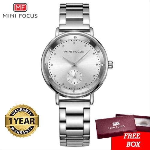 Jam Tangan Wanita MINI FOCUS Original Feminim Strap Rantai Besi Berkualitas MF0037L