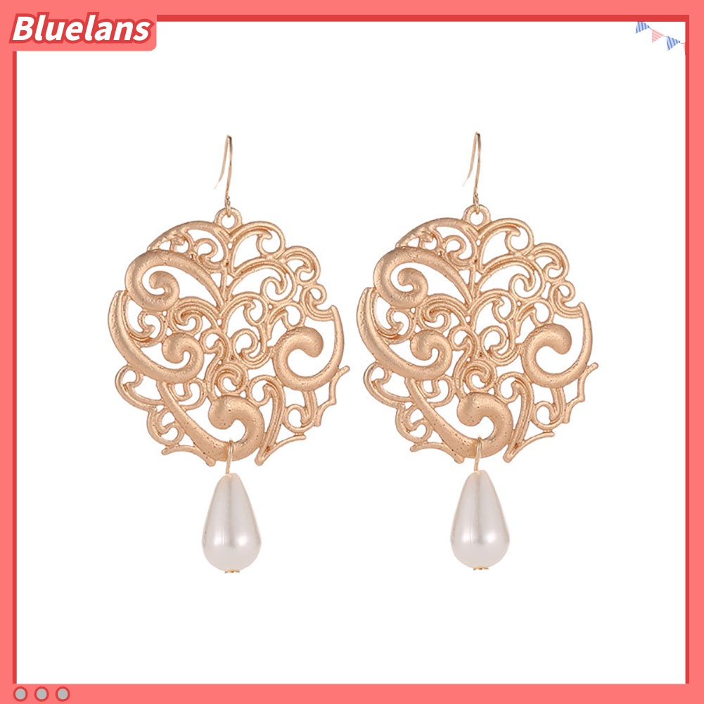 Anting Mutiara Imitasi Bentuk Water Drop Geometris Untuk Wanita