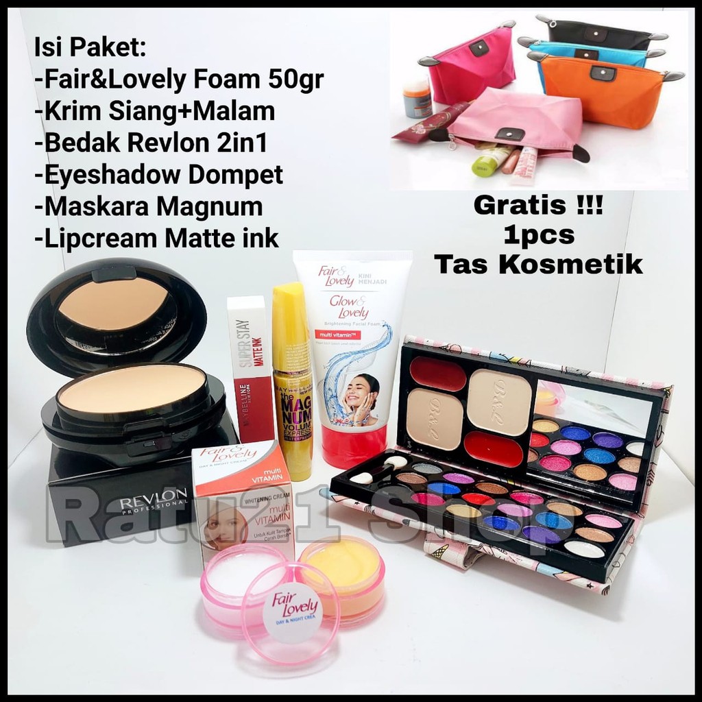 GRATIS TAS KOSMETIK!!!Paket Kecantikan Lengkap Set 6in1 Fair&Lovely Foam 50gr+Krim SIang+Malam+Bedak