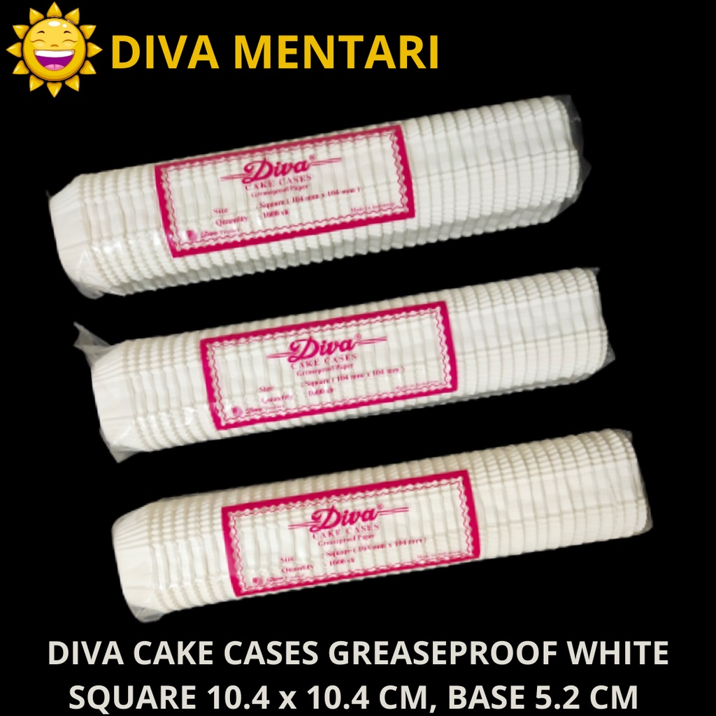 

DIVA CAKE CASES GREASEPROOF WHITE SQUARE 10.4 x 10.4 CM, BASE 5.2 CM