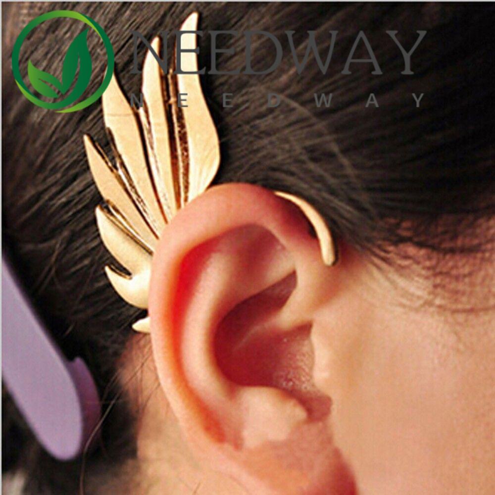 Needway  1PCS Stud Earring Summer Wing Shape Ear Cuff Clip Punk Men Women Fashion Gothic Charming Vintage Jewelry/Multicolor