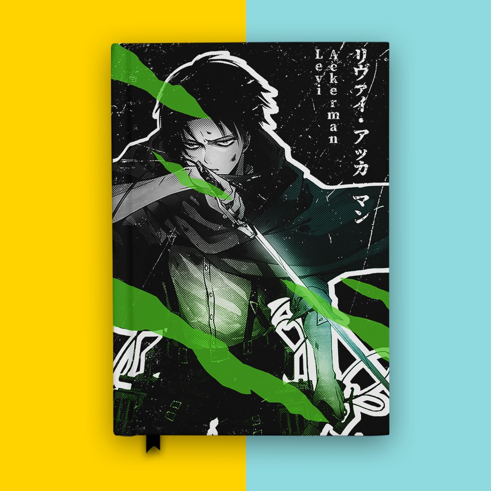 

Notebook Levi Ackerman Grunge Pop Anime SNK Attack On Titan Buku Tulis Hardcover Jurnal Custom