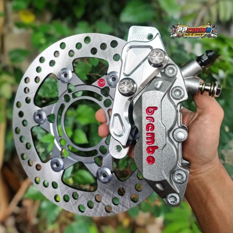 Kaliper Brembo Big pot kiri 4p disc rotor solute 220mm Pnp Beat vario scoopy PCX 150 160 CBU