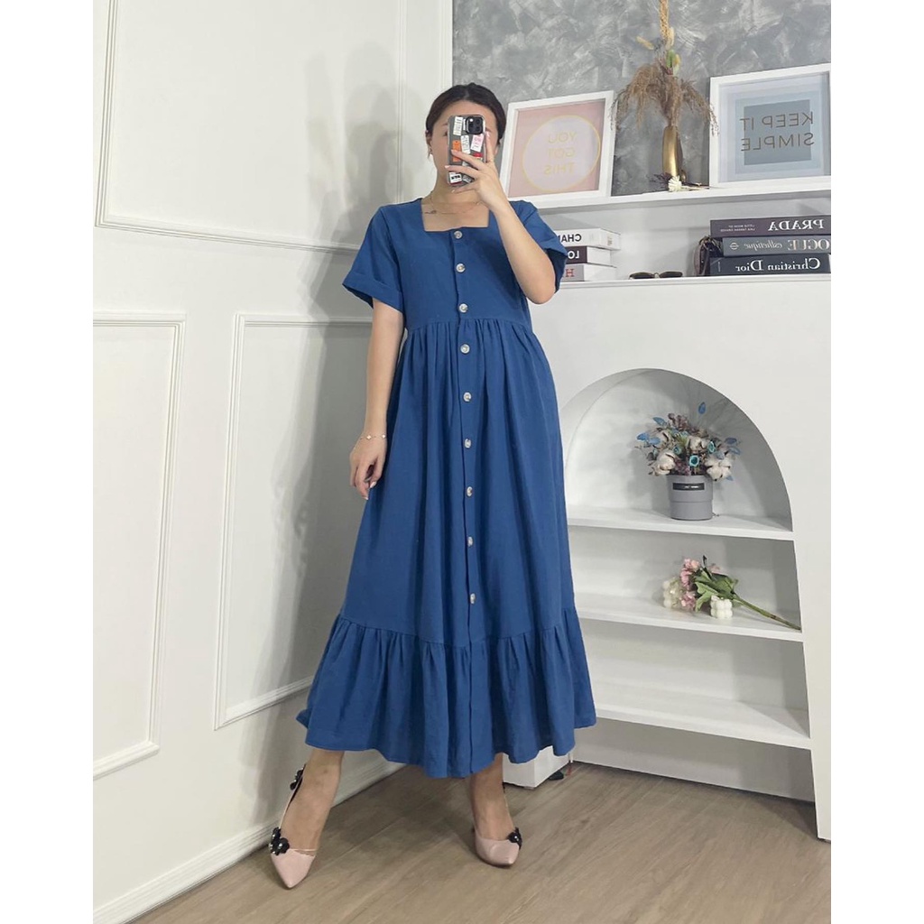 Jedi Midi Dress l Midi Dres Polos Basic Casual Matt Rayon Premium Fit L Besar