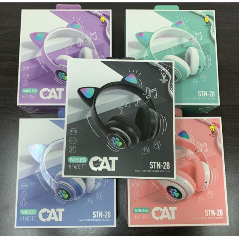 dc88 - Headphones Wireless Bluetooth / Headset Bluetooth Ear Cat LED