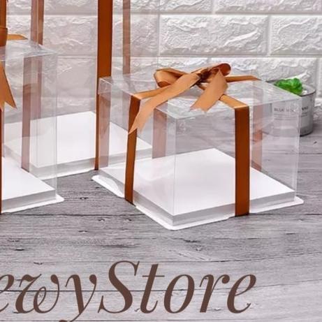 

Cake Box Mika Dus Kue Kotak Kue 22x22 cm Tutup Transparant PET - Putih, 22 x 22 x 24 cm