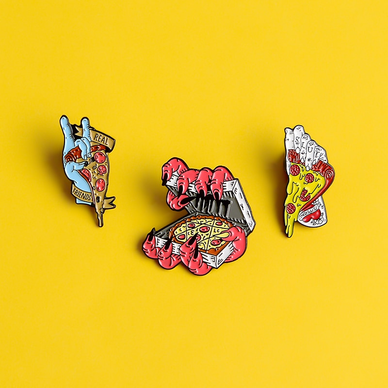 Bros Pin Enamel Desain Kartun Pizza Zombie Gaya Punk Untuk Anak