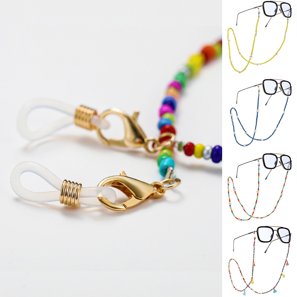 Fashion Rice Bead Mask Glasses Dual-use Lanyard Gold Anti-lost Earphone Mask Chain Glasses Chain Sexy Girl Jewelry