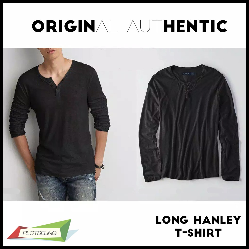 Kaos Polos Oblong HENLEY Pria Lengan Panjang IMPORT COTTON PREMIUM QUALITY - LONG HENLEY ORIGINAL