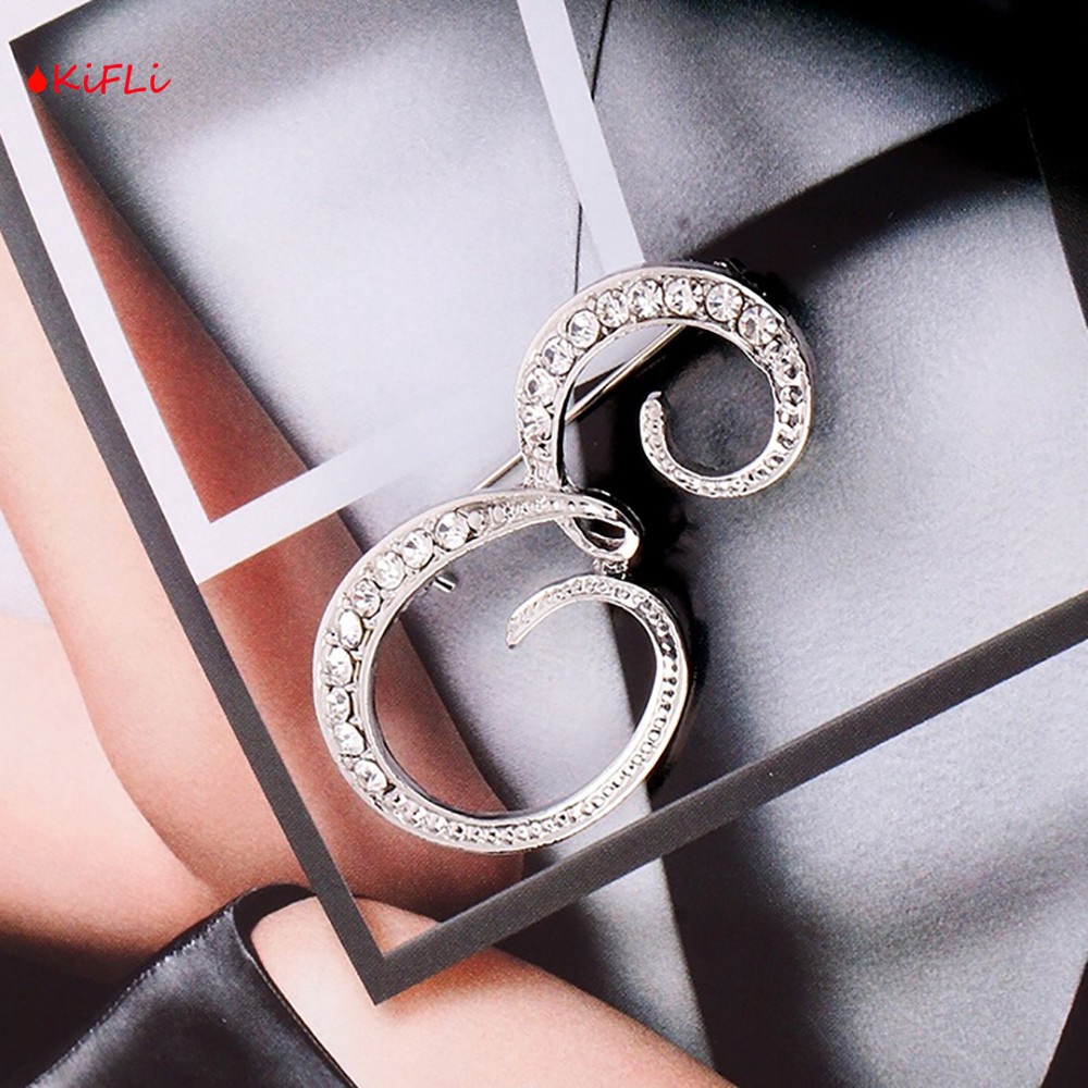 26 Huruf,Zinc Alloy,Crystal Clear,Rhinestone Bros,Pins untuk Wanita di ,Warna Silver Disepuh