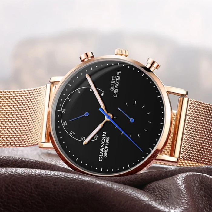 GUANQIN Merek Mewah Jam Tangan Pria relogio masculino Fashion Kreatif - Gold