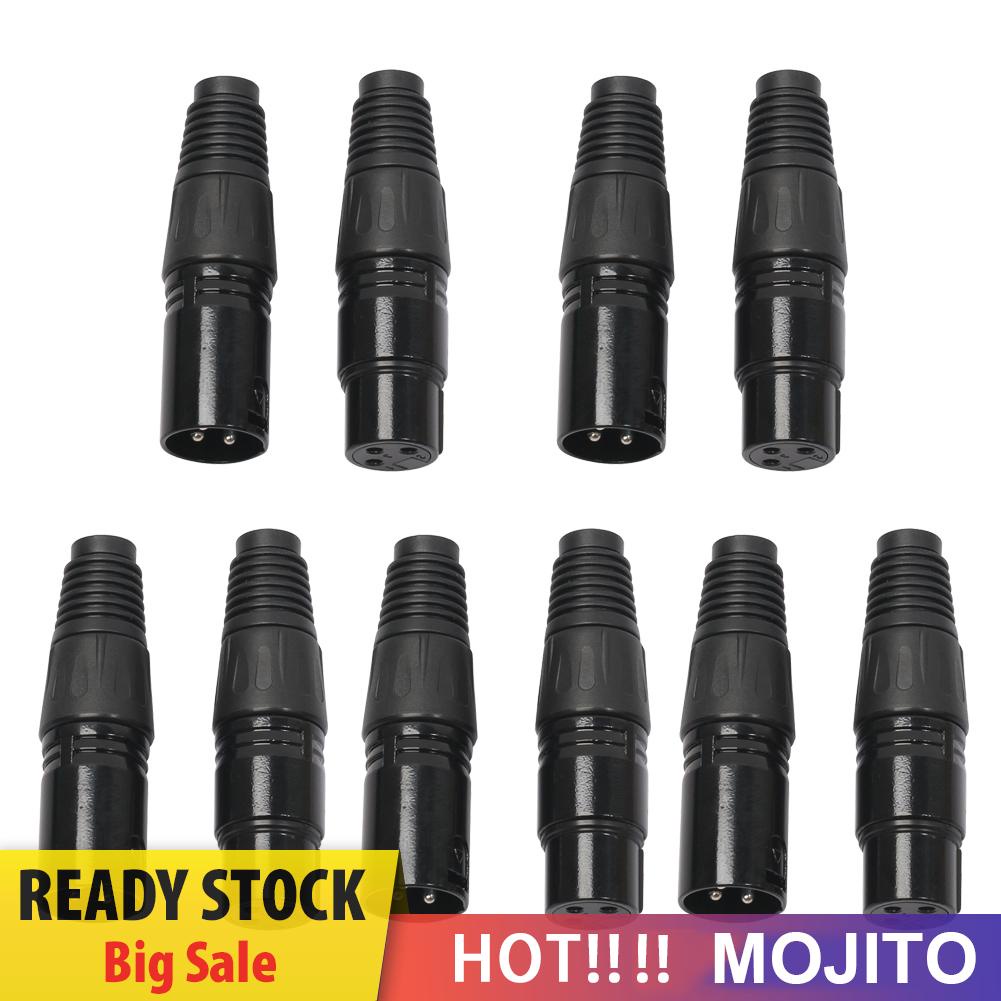 5 Pasang 3 Pin Xlr Female Jack Snake Plug Audio Konektor Kabel Mikrofon