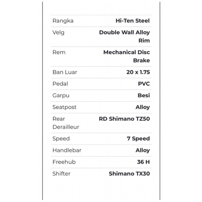 Sepeda Lipat TREX Sporting XT7DB 7speed 20 inch rem cakram shimano SNI garansi termurah kredit COD-5