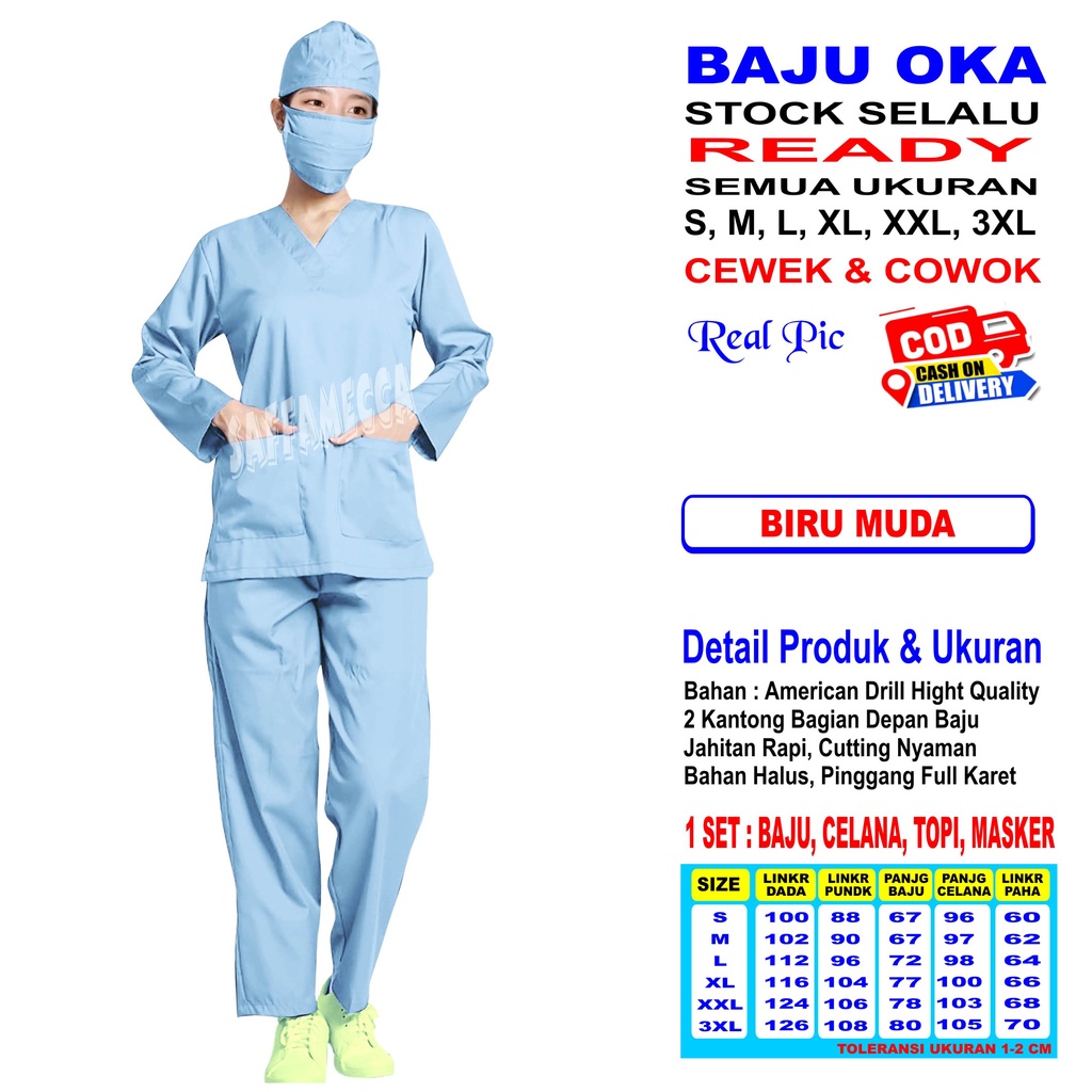 Baju OK   Baju OKA   Baju Perawat   Baju Jaga Pria &amp; Wanita Lengan Panjang Ready