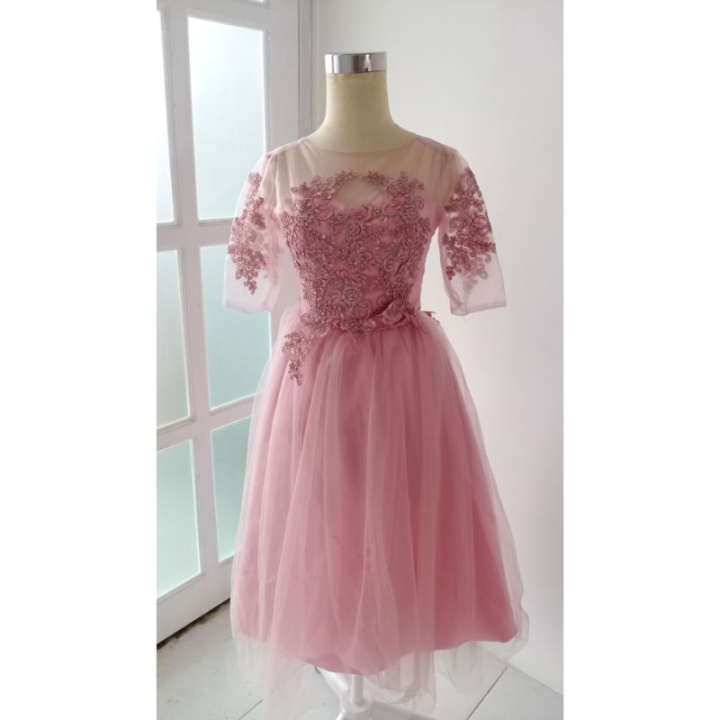 [GRATIS ONGKIR] GAUN DUSTY PINK 33  / GAUN PESTA PRELOVED / GAUN PESTA BEKAS