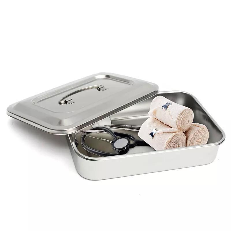 Dental tray dengan tutup stainless steel storage box kotak besar tempat alat instrument instrumen