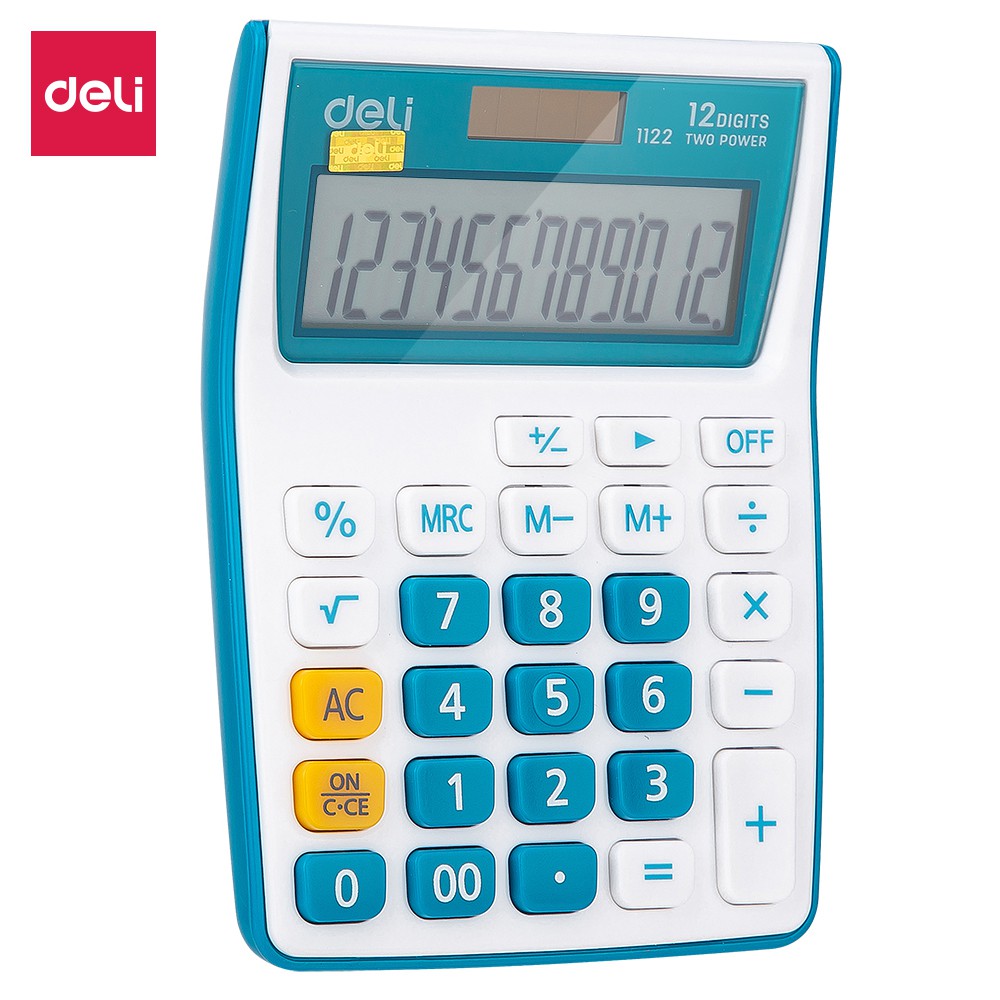 HAPPY TIME DELI KALKULATOR PORTABLE 12 DIGIT LAYAR LCD BESAR WARNA WARNI PORTABLE CALCULATOR PERLENGKAPAN SEKOLAH KANTOR KULIAH E1122