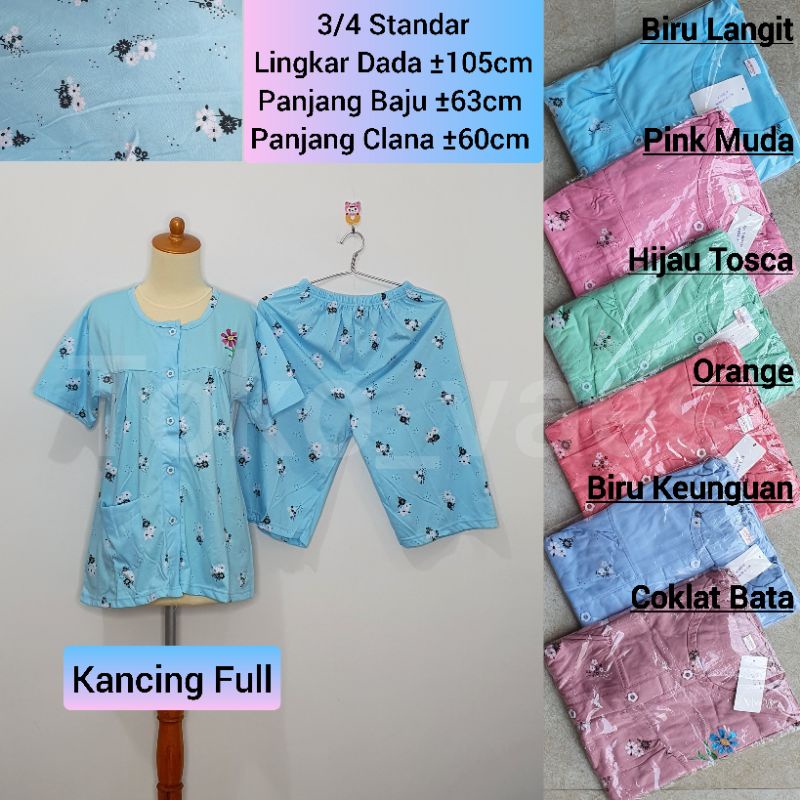 BABYDOLL BENOVA 3/4 STANDAR DEWASA KANCING FULL / BAJU TIDUR WANITA BUSUI / BAJU TIDUR IBU MENYUSUI