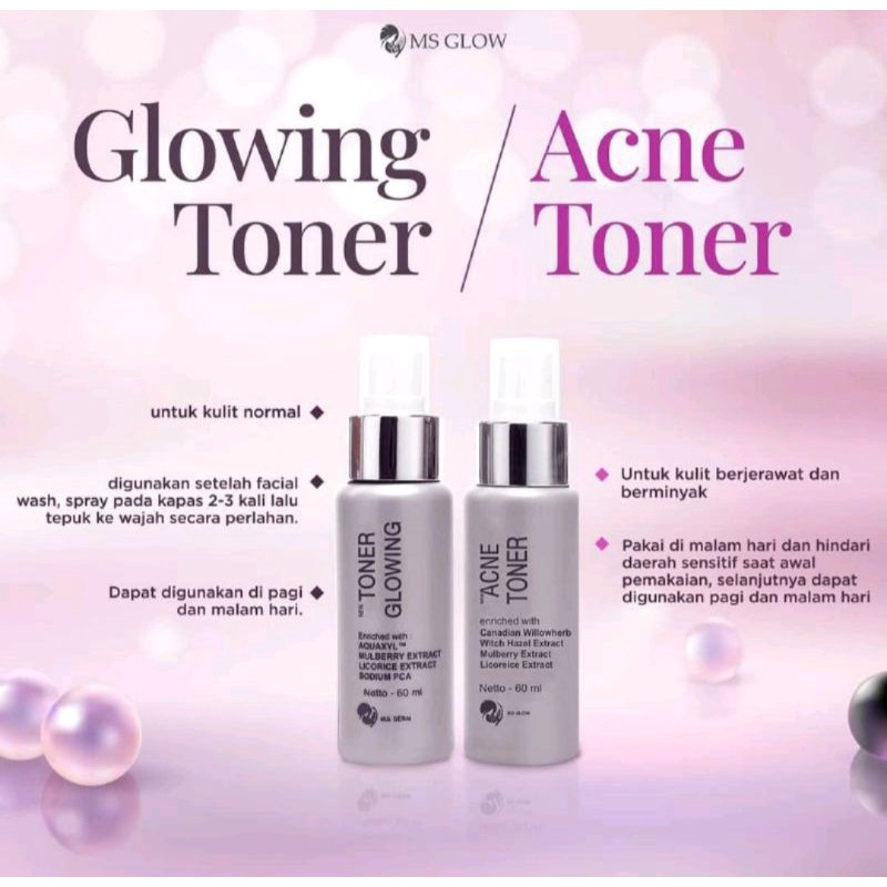 Ms glow toner glowing/acne toner 60ml