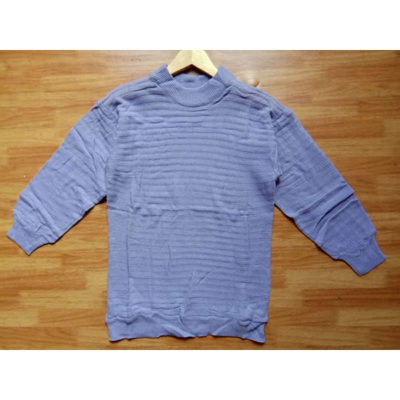 SWEATER RAJUT | SWEATER WANITA LENGAN BALON WARNA LILAC | BAJU RAJUT LENGAN BALON WANITA
