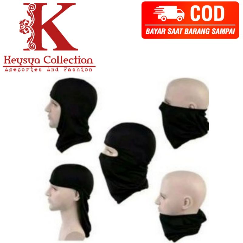 masker ninja hitam polos/ masker motor