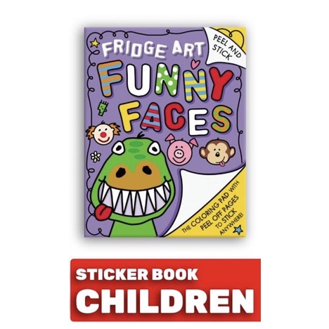 

Buku anak coloring and sticker book Funny Faces Fridge Art