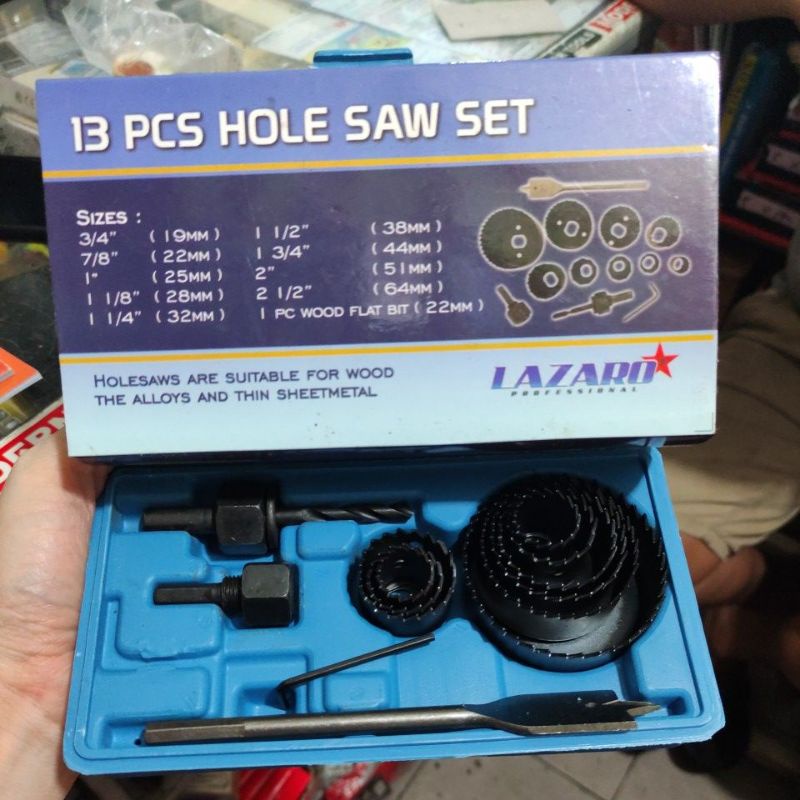 hole Saw merek sky15 / LAZARO set 13pc /pelubang kayu set