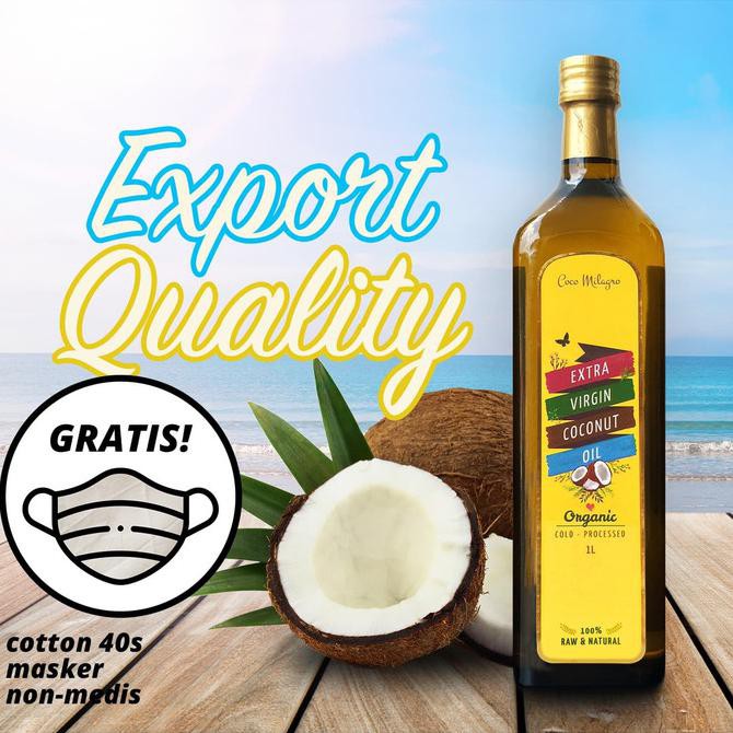 

Silahkan Order] Premium Export Quality - 1 Liter Evco Coco Milagro Virgin Coconut Oil