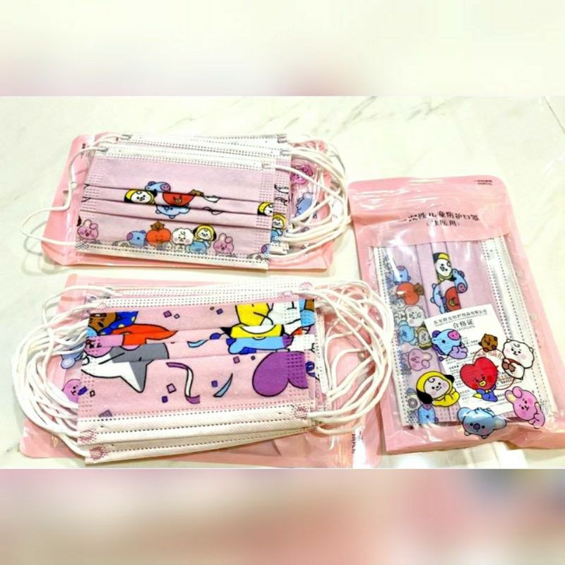 MASKER ANAK 3PLY MOTIF BTS ARMY BT21 Karakter kartun