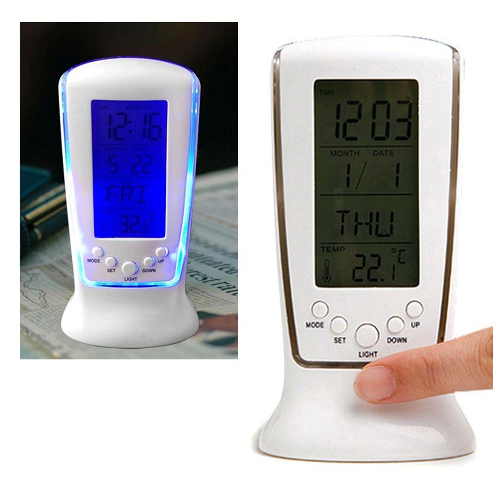 Solighter Jam Weker Meja Samping Tempat Tidur Backlight Suhu Kalender Angka Clock LED Digital