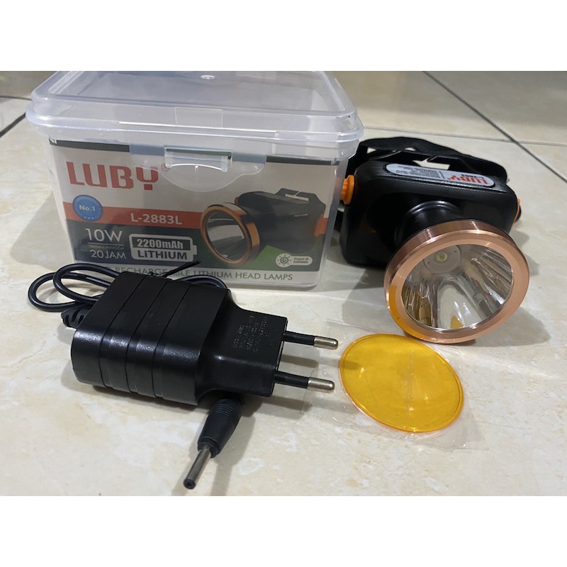 Luby Senter Kepala Super Terang LED L-2883L LAMPU PUTIH 10Watt 500 Meter 20 Jam - Hitam