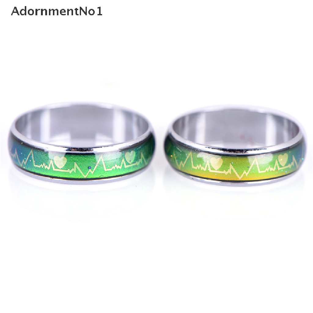 (AdornmentNo1) Cincin Tunangan Titanium Steel Motif Mood Temperatur / Emosi Untuk Perhiasan Wanita