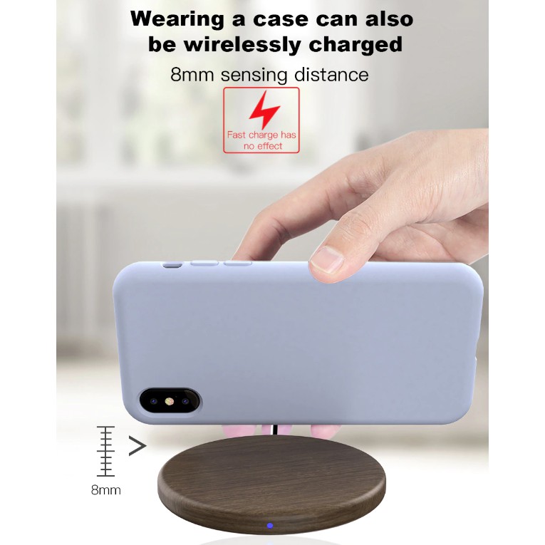 Keysion Pad Charger Wireless Fast Charging 10w Bahan Kayu Untuk Iphone/Android - Bergaransi 6 bulan