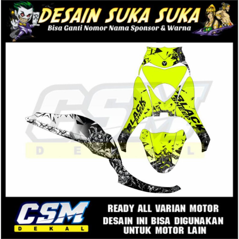 decal motor fino motif black sheep request full body striping stiker