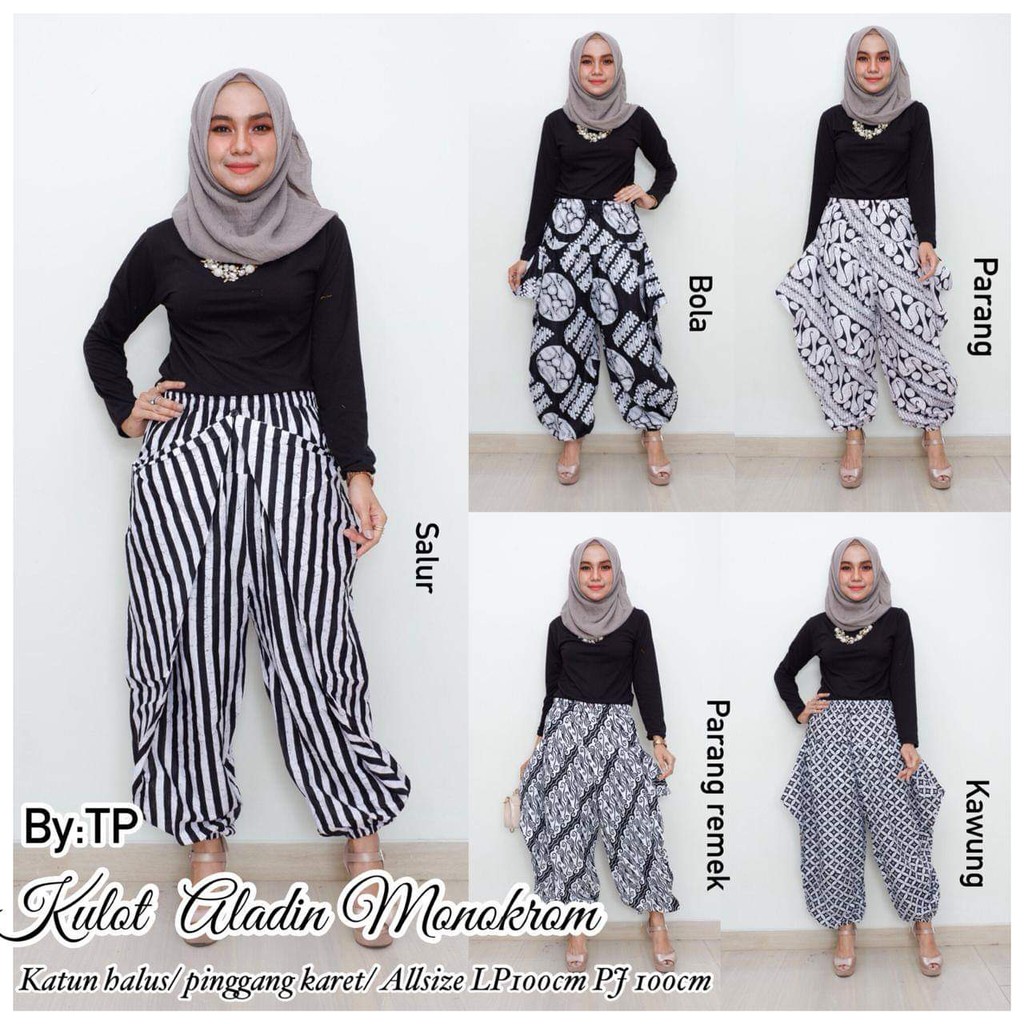 Celana Wanita Kulot Aladin Motif Monochrome Exclusive