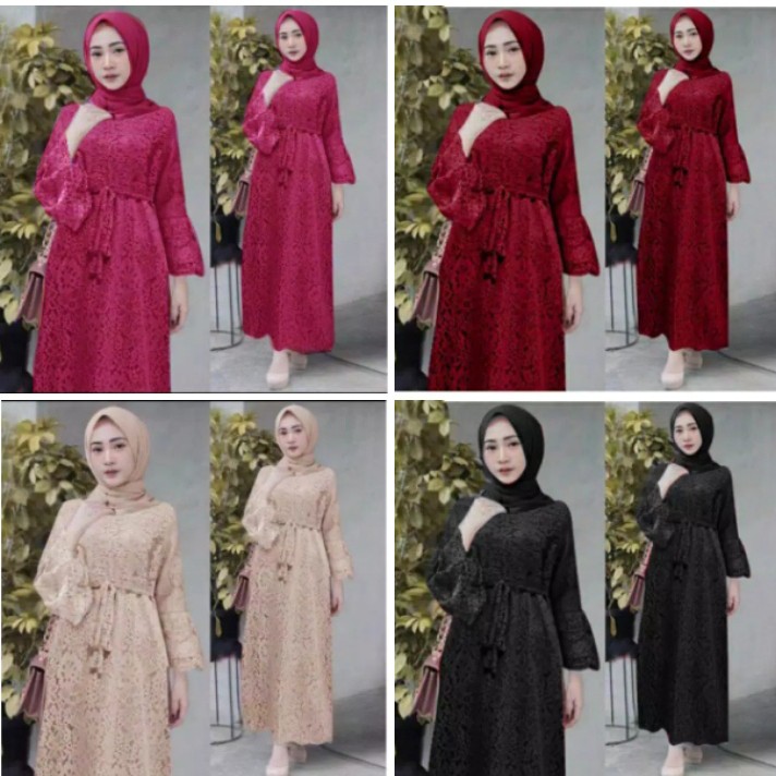 Gaun pesta muslimah busana lebaran gamis remaja ABG party casual dress longdress brukat maxi dress