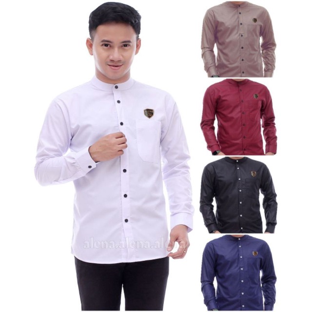 BAJU KOKO POLOS LENGAN PANJANG-BAJU KOKO PRIA LENGAN PANJANG-KEMEJA KOKO POLOS  KOKO LENGAN PANJANG