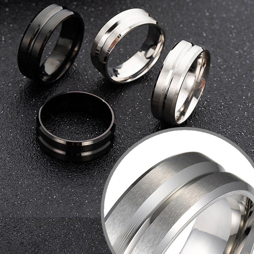 Preva Cincin Pria 8MM Perhiasan Perak Matte Kesederhanaan Baja Titanium