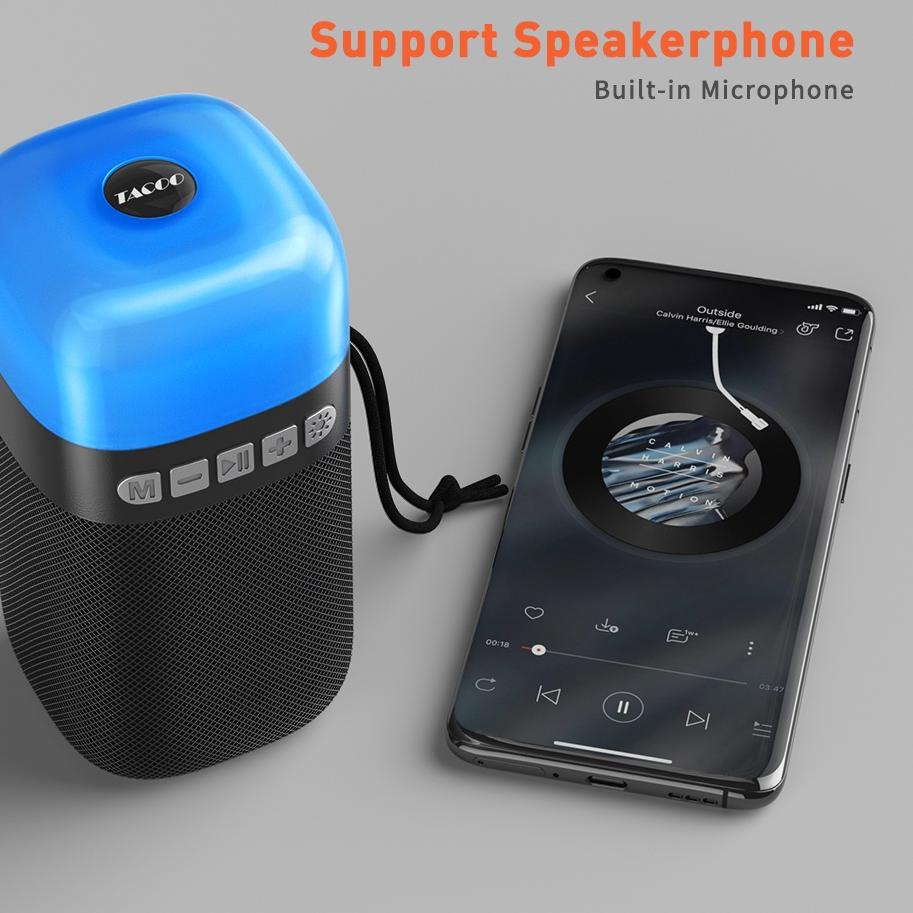 SALEE.. TACOO Bluetooth speaker subwoofer volume tinggi lampu bercahaya warna-warni 3D stereo surrou