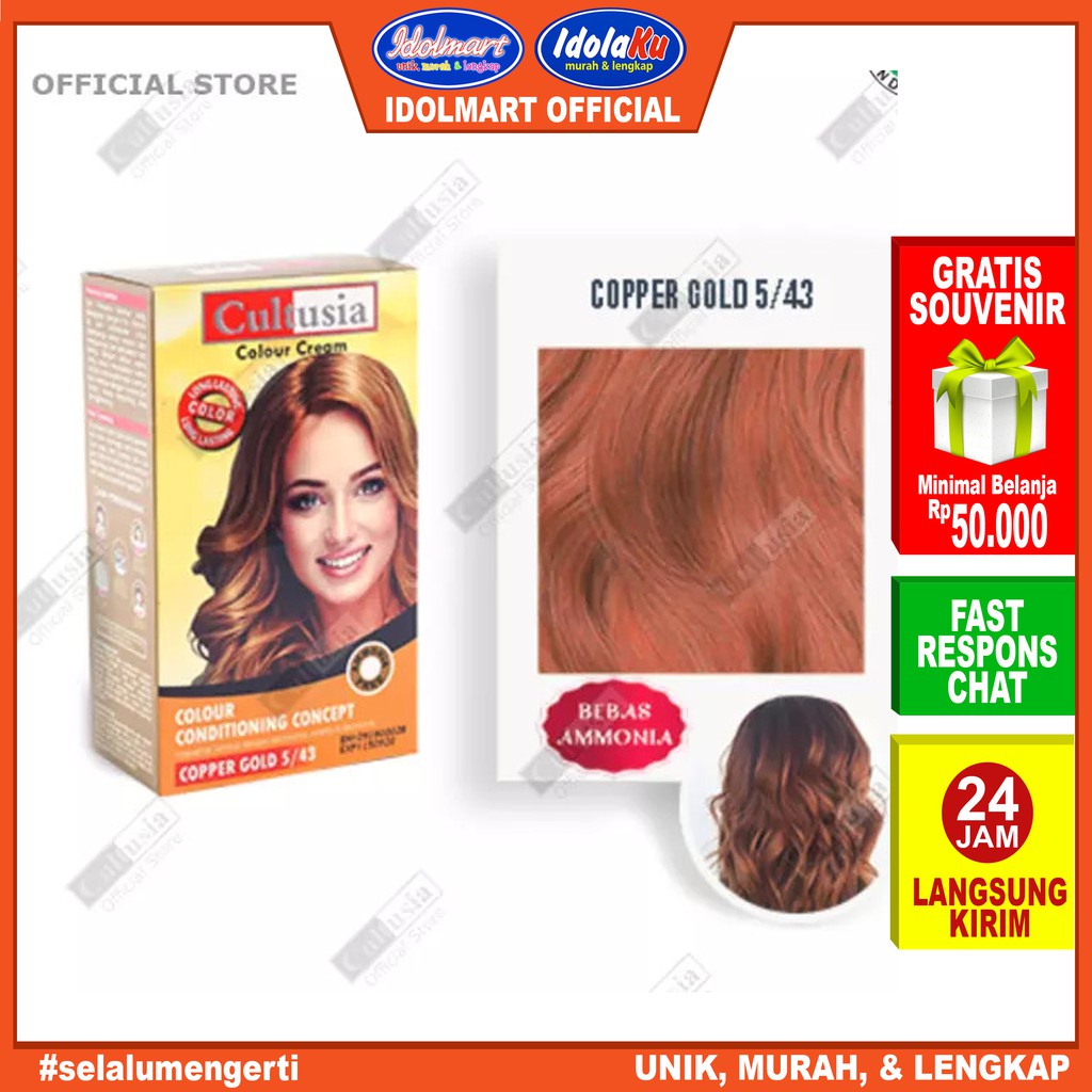 IDOLAKU Pewarna rambut Cultusia Hair Color Copper Gold 5/43 30 ML