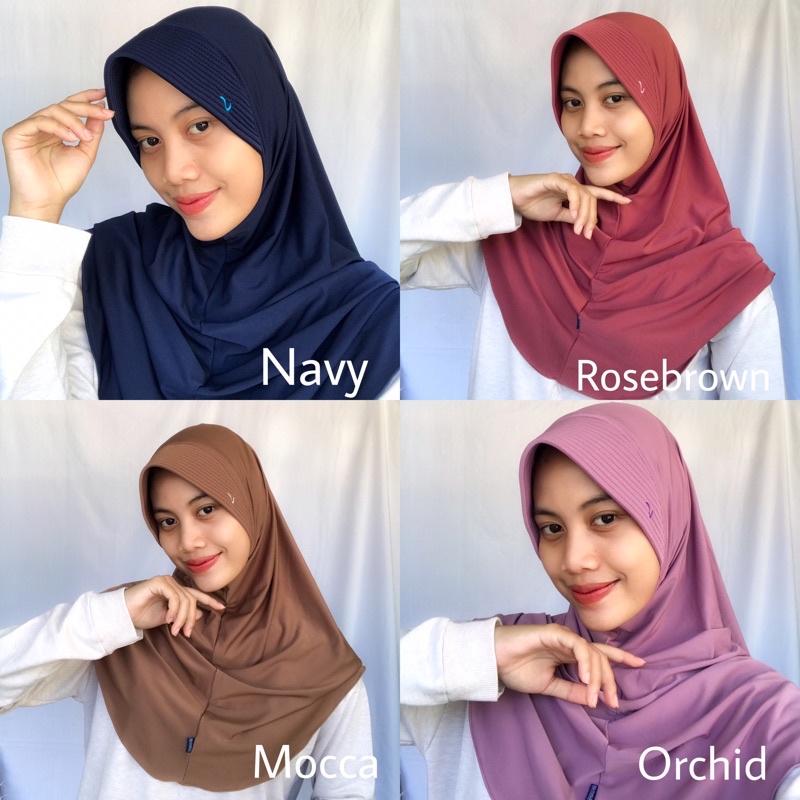 Bergo Hamidah Jilbab Jersey Menutup Dada Kerudung Olahraga Instan Premium-5