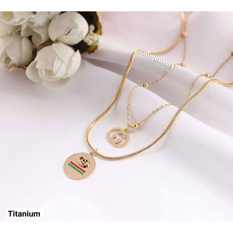 kalung fashion double layer titanium anti karat&amp;alergi