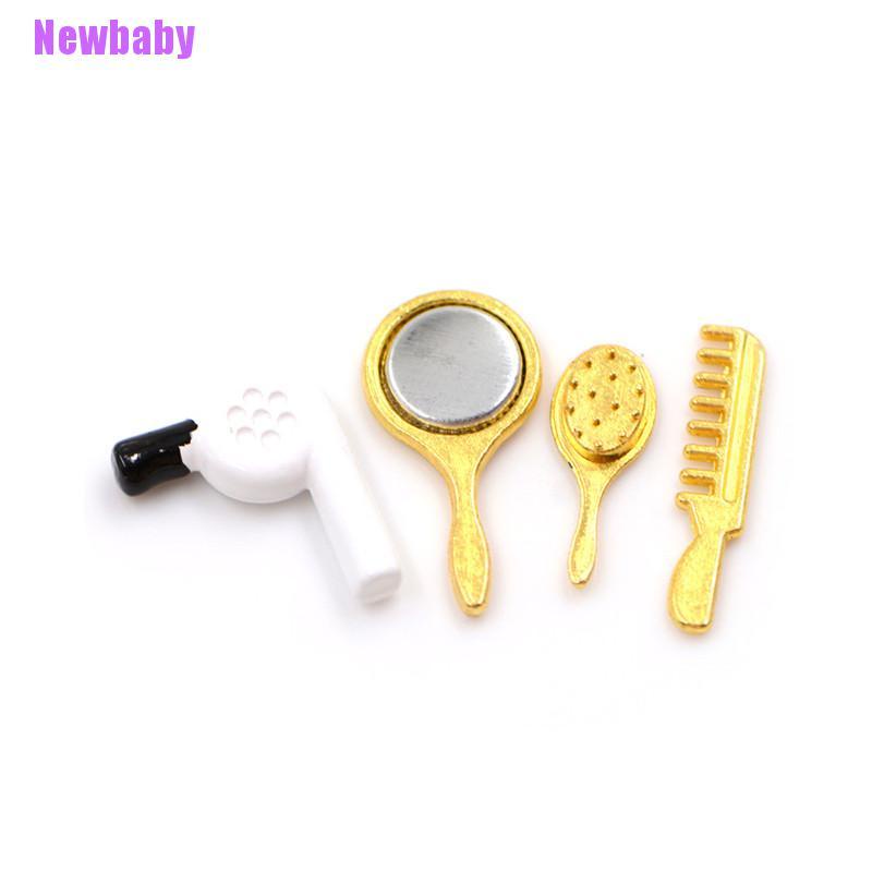 Newbaby Mainan Miniatur Hair Dryer + Sisir + Cermin Untuk Aksesoris Rumah Boneka 1 / 12