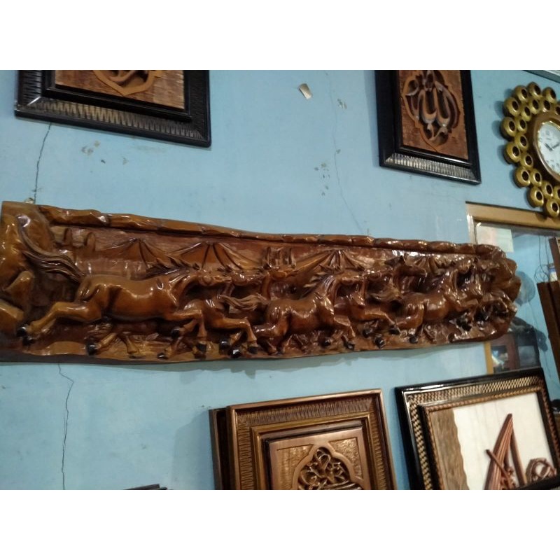 Relief Patung Kuda Kayu Jati Hiasan Dinding Patung Kuda Ukir Jujur Barokah Furniture Jepara