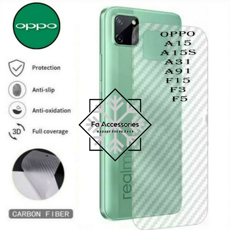 FA Skin Carbon Oppo A15 A15S A16 A31 A37 A91 A94 F15 F3 F5 s Skin Carbon antigores belakang