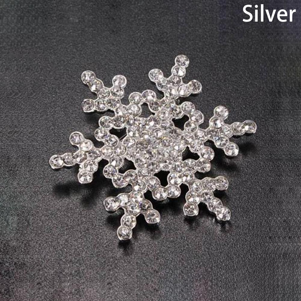 Bros Bentuk Snowflake Warna Silver Aksen Berlian Imitasi Dan Mutiara Untuk Hadiah Natal