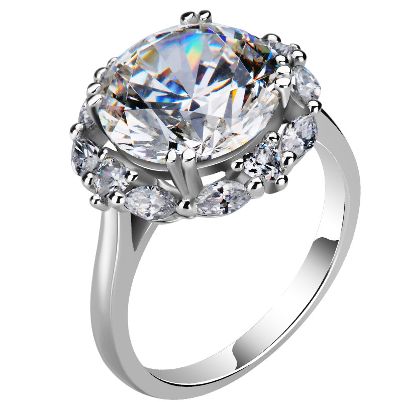 Cincin Moissanite 925 Silver Untuk Wanita